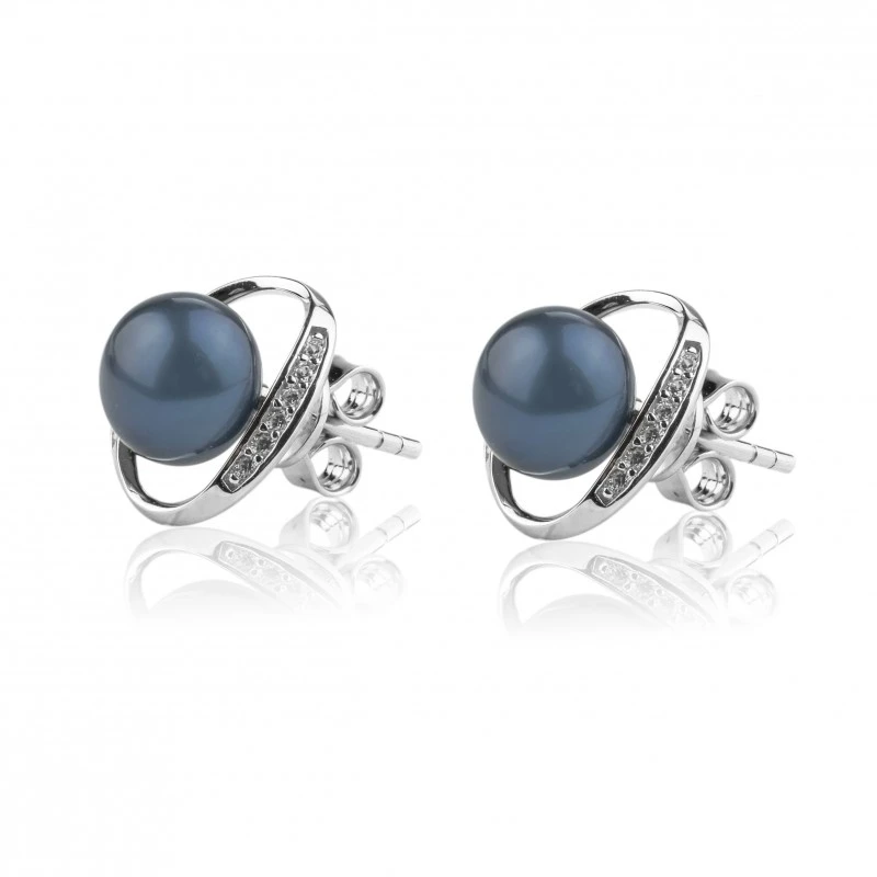 Обеци Swan Pearls CA699EB Черни Перли, Сребро 925